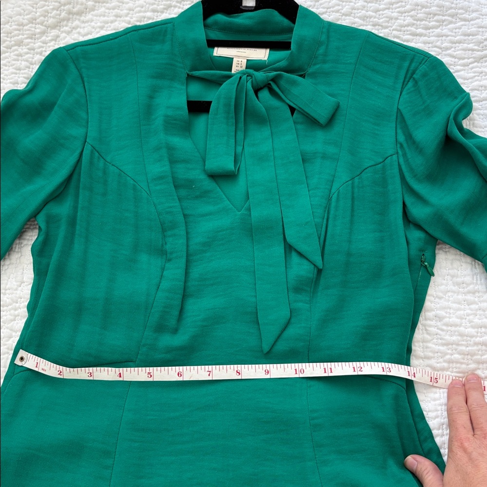 Moulinette Soeurs emerald green dress w/ tie neck (from Anthropologie) - Picture 4 of 5